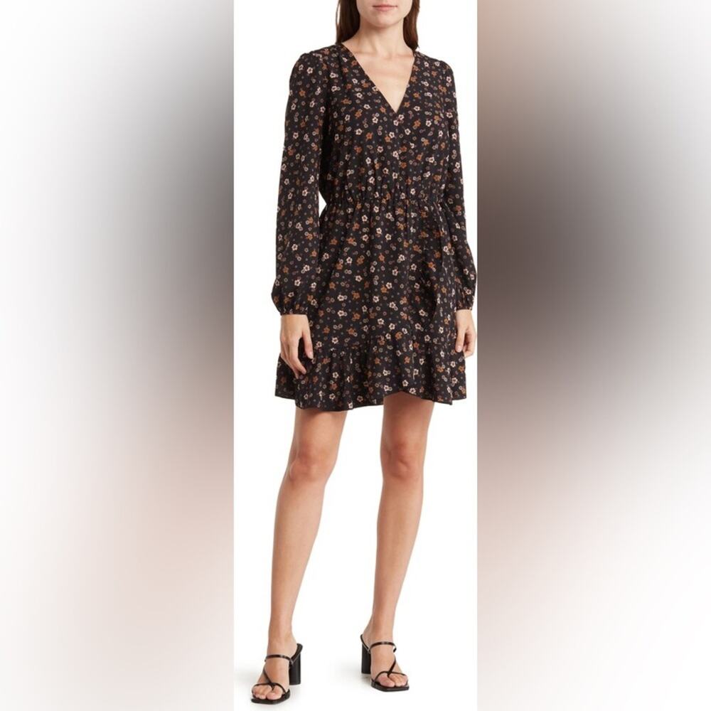 NWOT Abound Long Sleeve Ruffle Hem Wrap Dress S $65